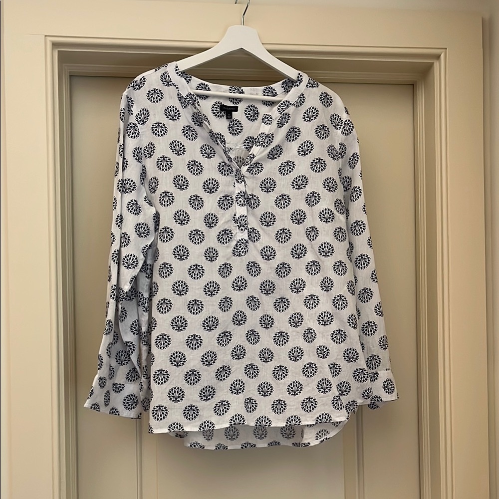 Talbots White Long Sleeve Buttoned Blouse